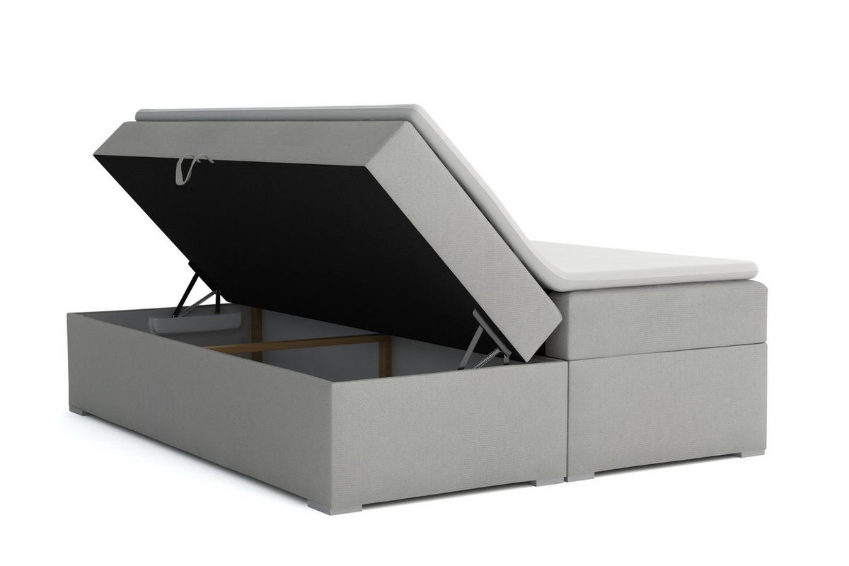 BOXBETT MIRAMI 180/200 Dunkelgrau mit Bonell-Federkernmatratzen H3 (60-90 kg) - Dunkelgrau, Holz/Holzwerkstoff (180/200cm) - Deine Möbel 24
