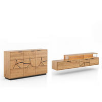 WOHNWAND Tirano 2er-Set Eiche Natur / Hirnholz - Eichefarben/Schwarz, Holz/Metall (354/84/39cm) - Feldmann-Wohnen