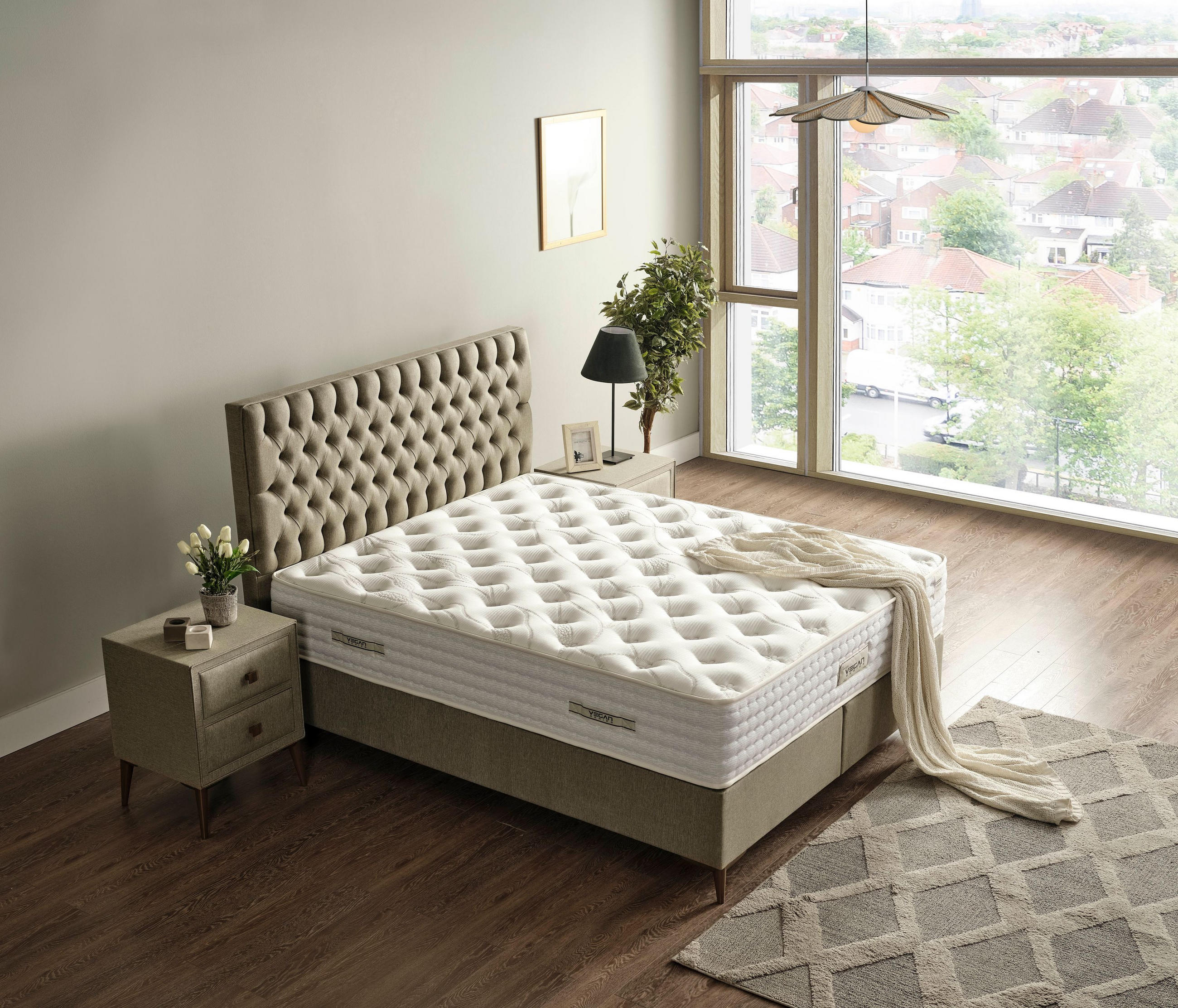 POLSTERBETT-SET Vegan 140x200 Grün - Bett inkl. Matratze - Grün, Metall (140/200cm) - Villa Möbel