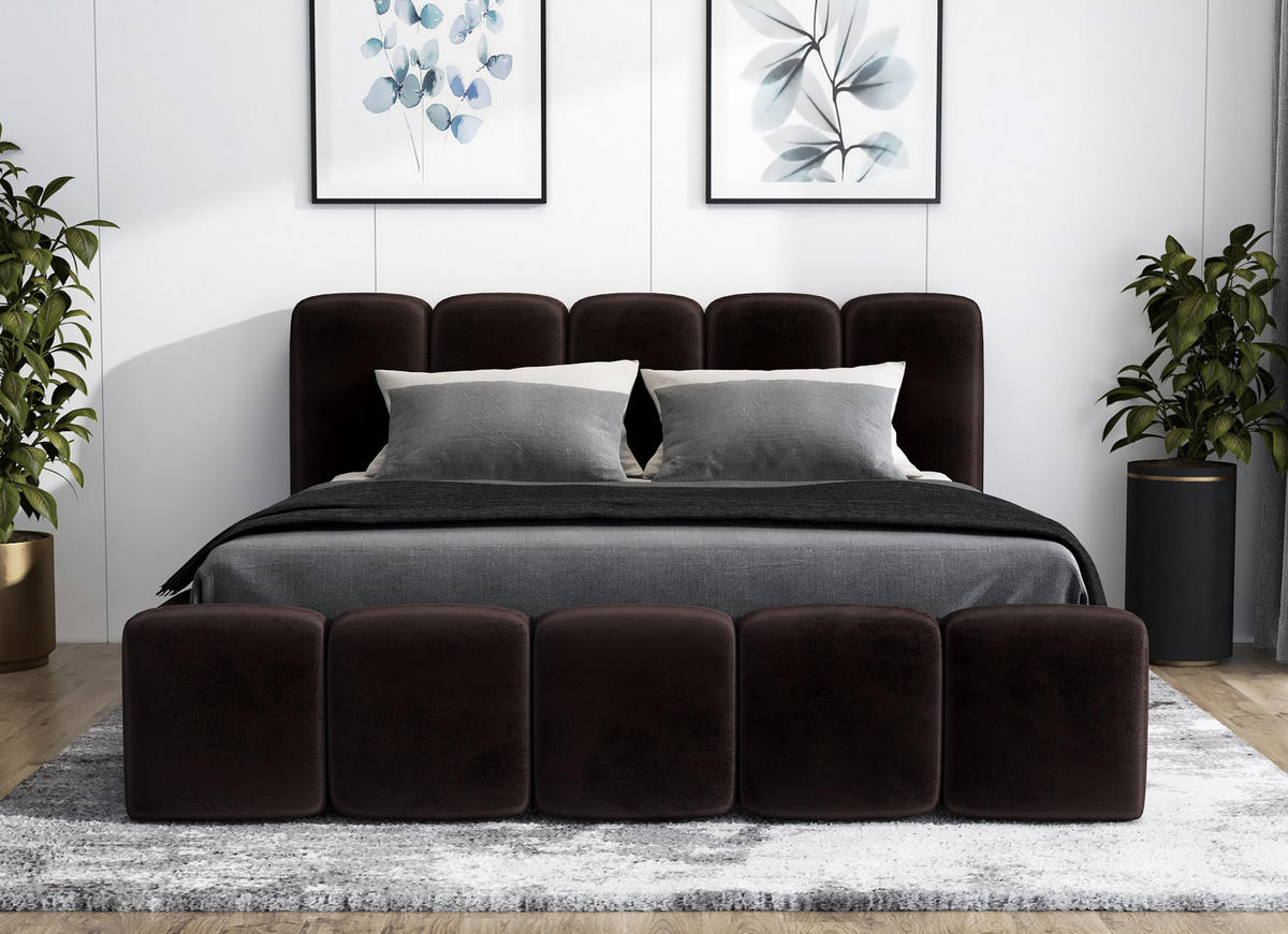 POLSTERBETT SONIC mit Matratze H2 180x200 Dunkelbraun - Dunkelbraun, Textil (180/200cm) - A&J MöbelLand
