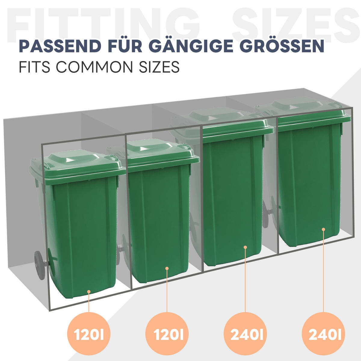 MÜLLTONNENBOX 4er Pflanzdach anthrazit - Grau, Metall (264/125/80cm) - LEBENLANG