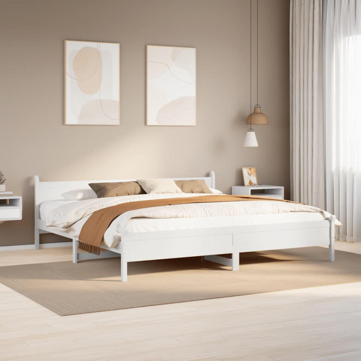MASSIVHOLZBETT Ohne Matratze Weiss 180/200 Cm Kiefernholz - Weiß, Holz (180/200cm) - vidaXL