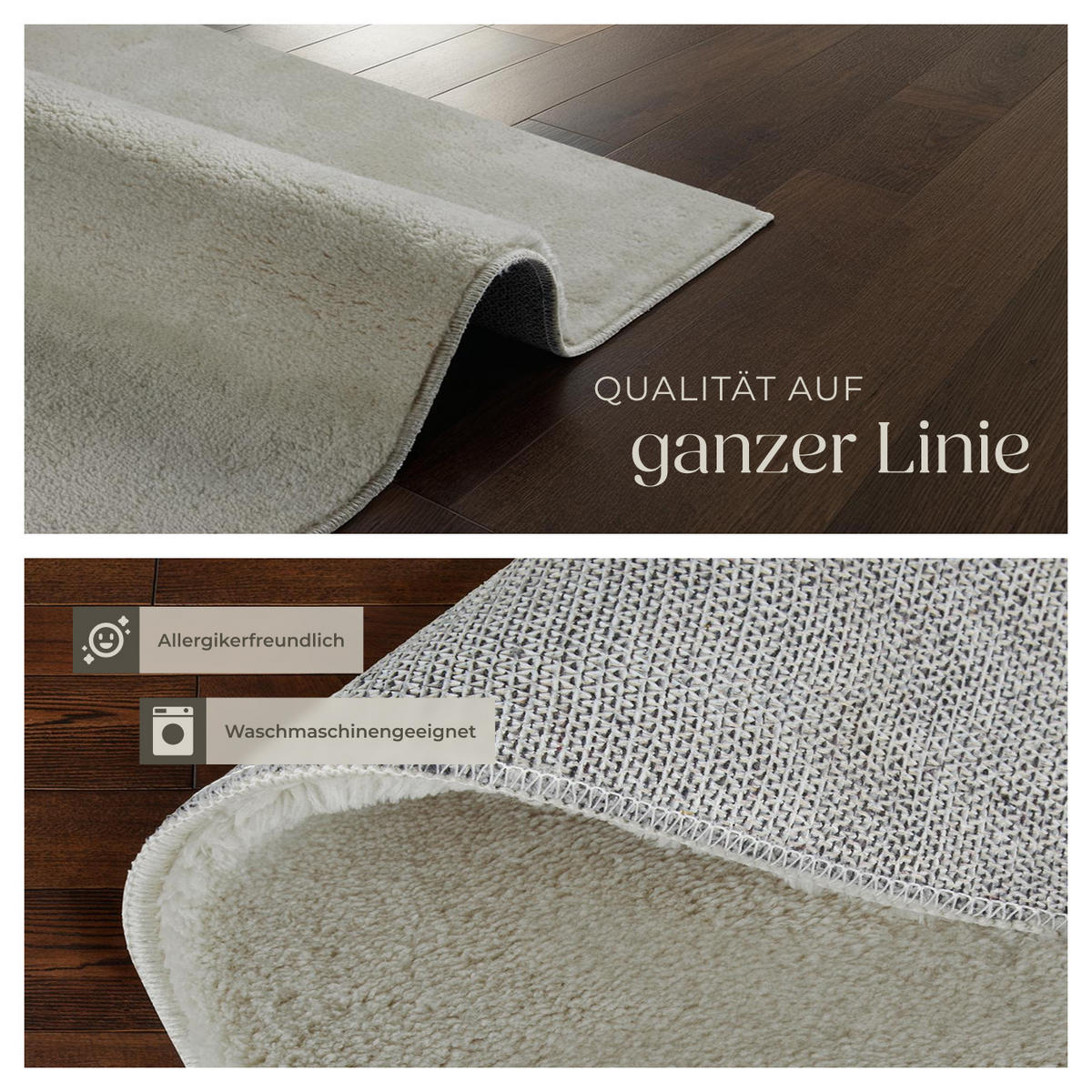 KURZFLORTEPPICH Soft Zone,rutschfeste Unterseite,Sand - Sandfarben, Kunststoff (170/120cm) - tectake