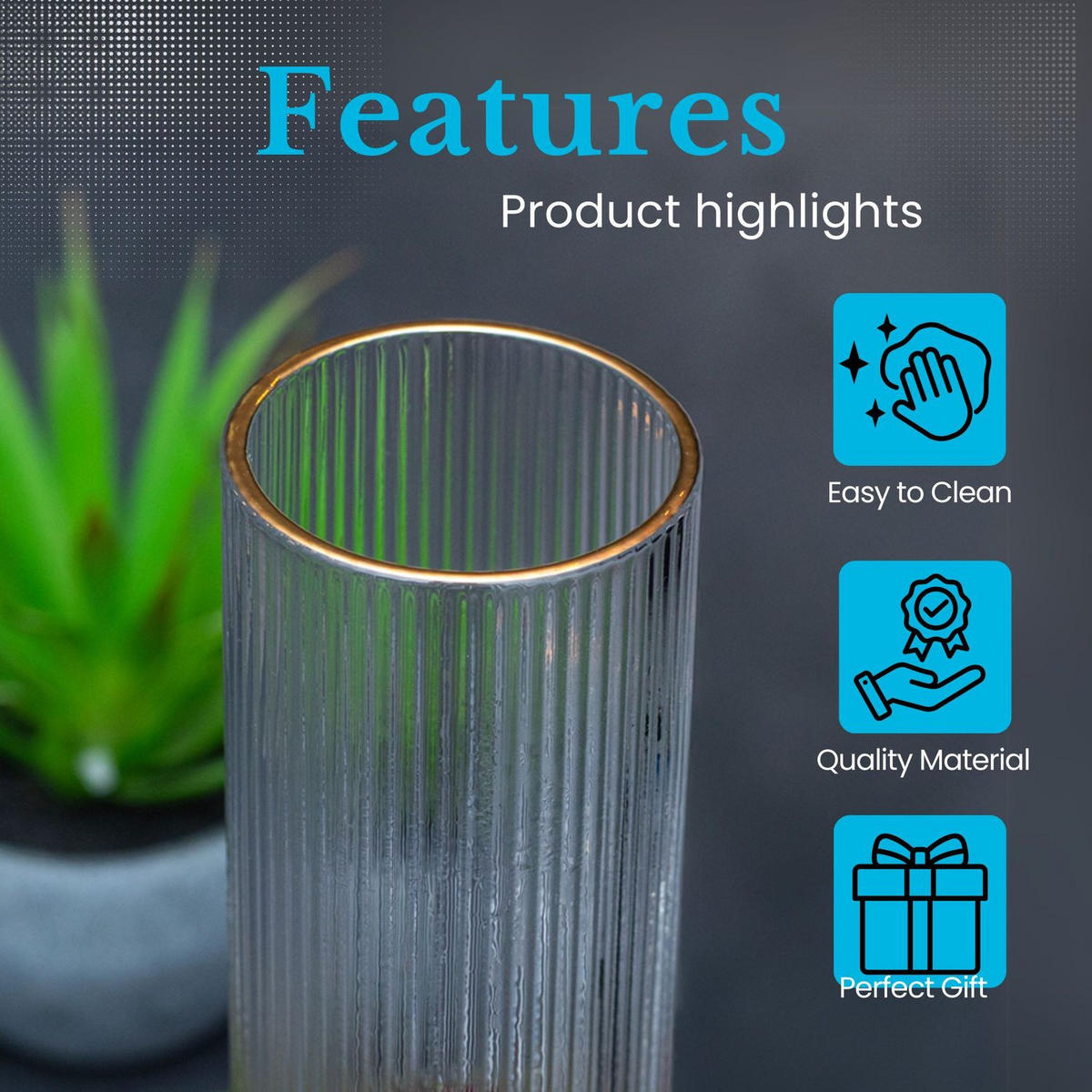 GLASKARAFFEN Set mit 4 Gläsern - Transparent, Glas (1.7L) - Intirilife