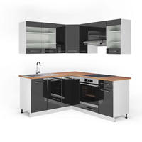 ECKKÜCHE Fame-Line Anthrazit Hochglanz/Weiß 160 x 190 cm, AP Eiche - Anthrazit/Weiß, Holzwerkstoff (190/81.6/60cm) - Vicco