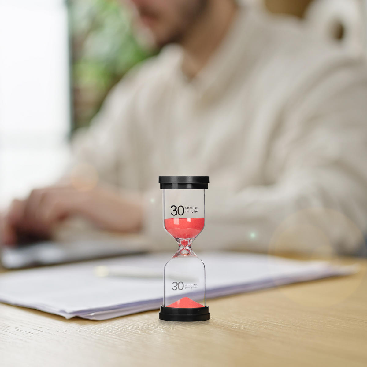 5XPRESÝPACIE hodiny - viacfarebná, plast/prírodné materiály (5.5/16/5.5cm) - Relaxdays