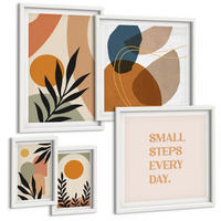 BILDER SET 5er Set - 50x50 cm & 20x30 cm & 40x60 cm Weißer Rahmen - Moderne Pflanzenmotive - Weiß, Kunststoff (40/60cm) - TULUP