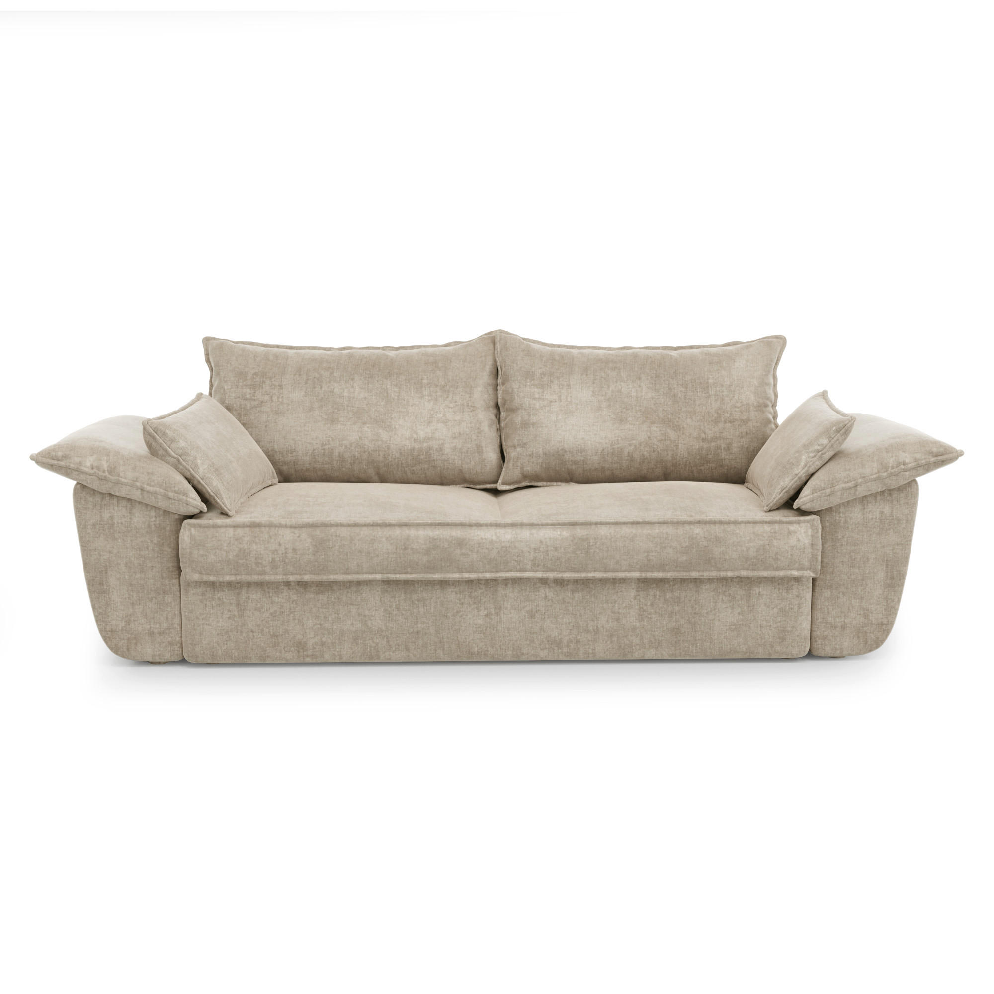 SOFA 3-Sitzer Samt Beige 232cm - Beige, Textil (232/92/102cm) - Sia Home
