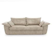 SOFA 3-Sitzer Samt Beige 232cm - Beige, Textil (232/92/102cm) - Sia Home
