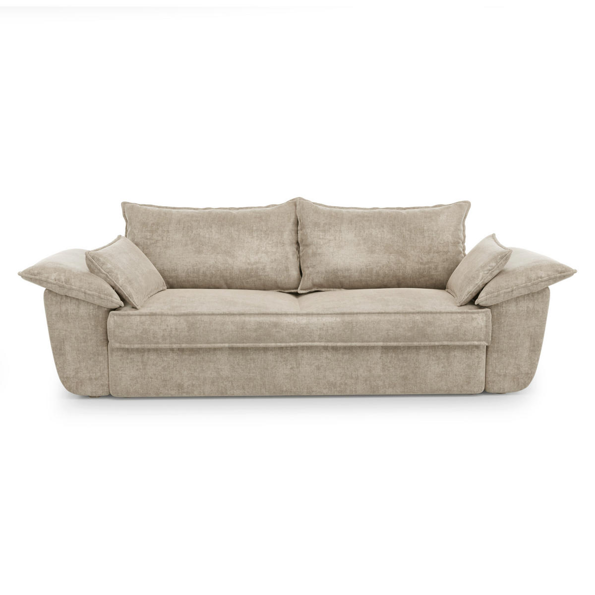 SOFA 3-Sitzer Samt Beige 232cm - Beige, Textil (232/92/102cm) - Sia Home