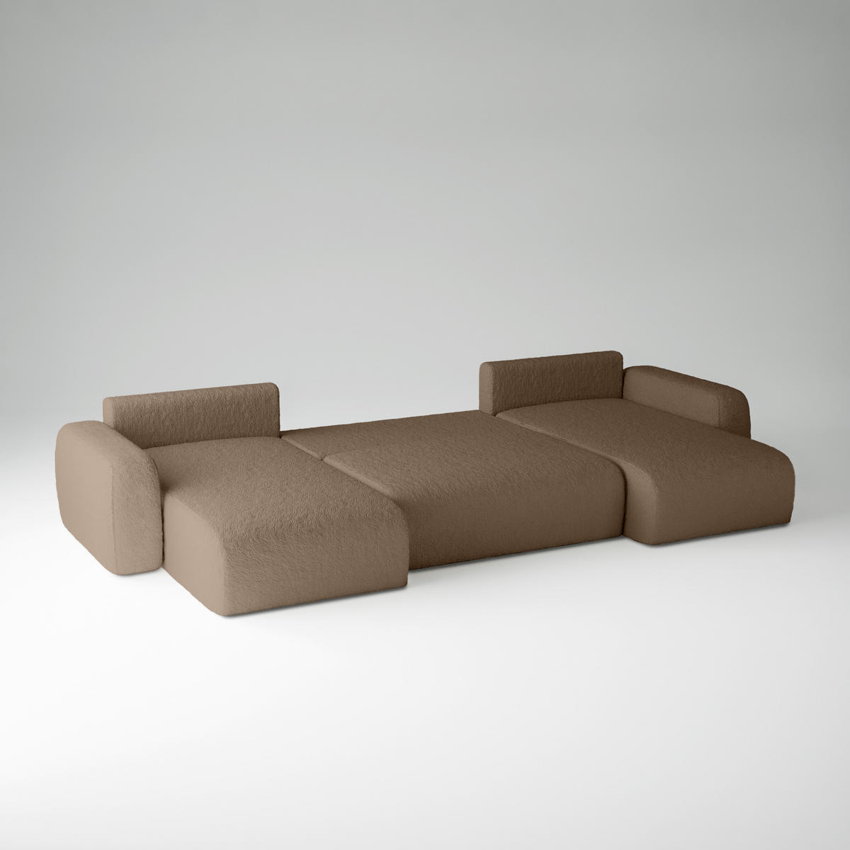 WOHNLANDSCHAFT Eckcouch Brown Varde U - Braun, Textil (185/70/398cm) - Fedve
