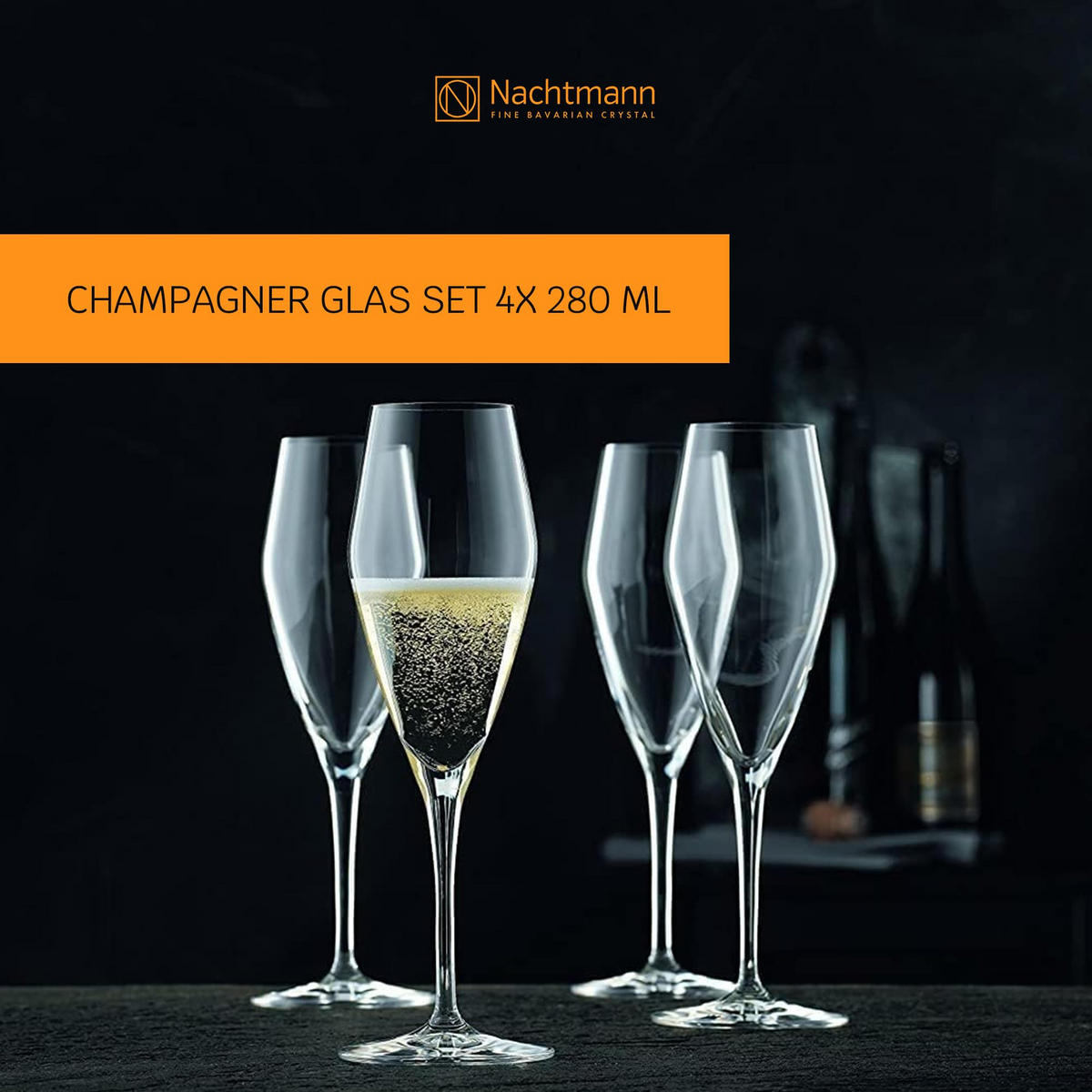 CHAMPAGNERGLÄSER ViNova transparent 280 ml 4er Set - Transparent, Glas (0.28L) - Nachtmann