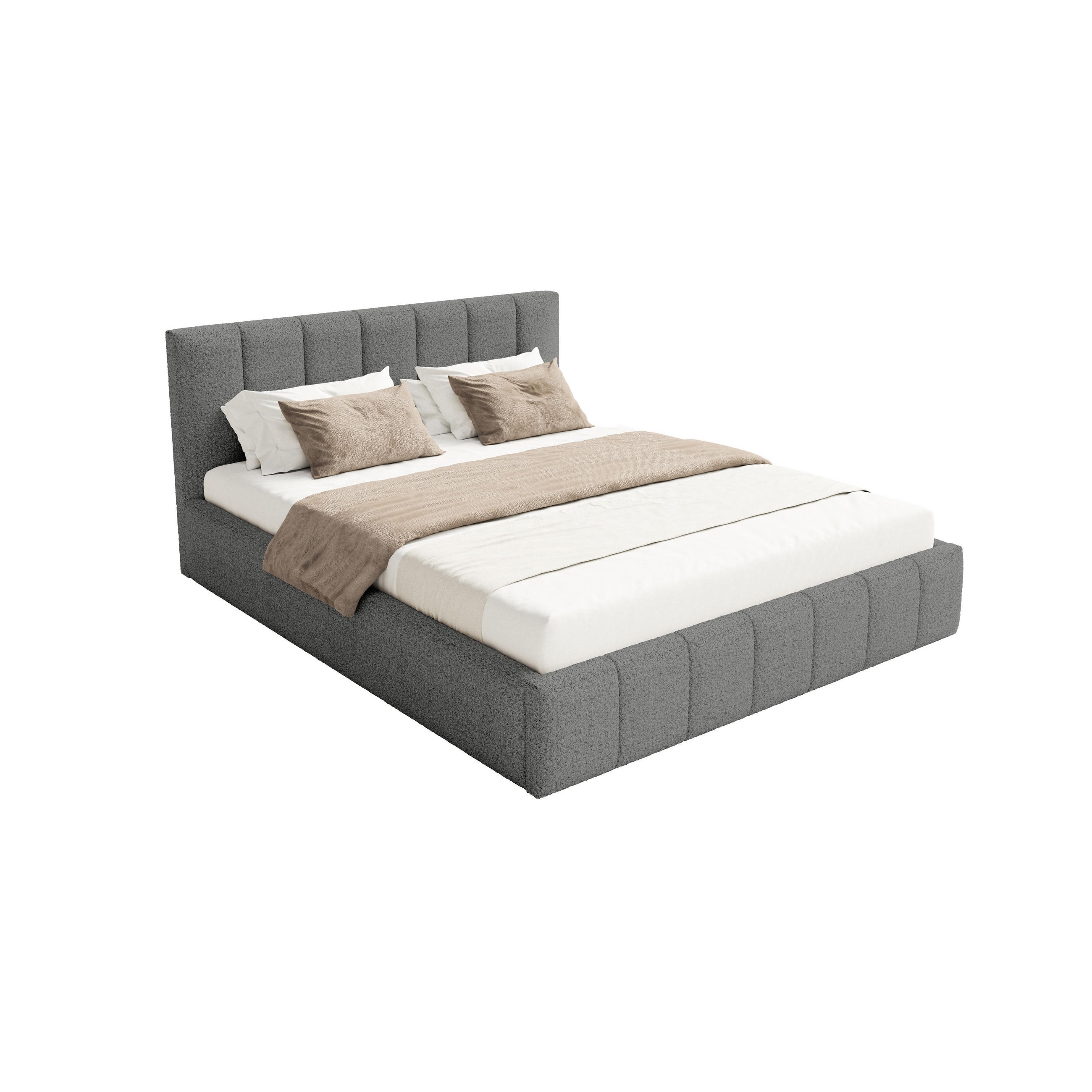 POLSTERBETT Torao 200x200 cm, Grau - Dunkelgrau, Textil (200/200cm) - Fedve