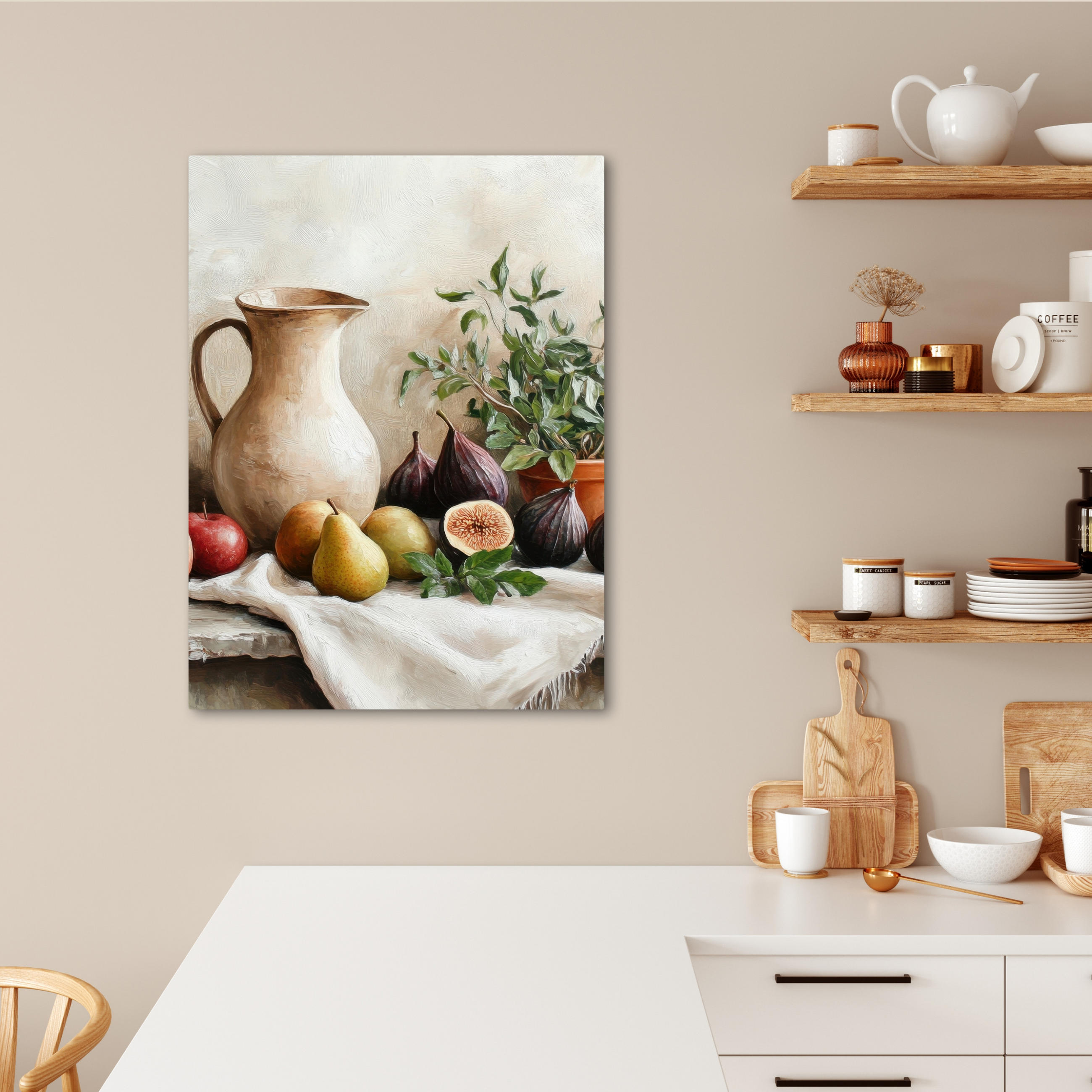 LEINWANDBILD Obst - Kräuter - Ländlich 60x80 cm - Naturfarben, Textil (60/80cm) - MuchoWow