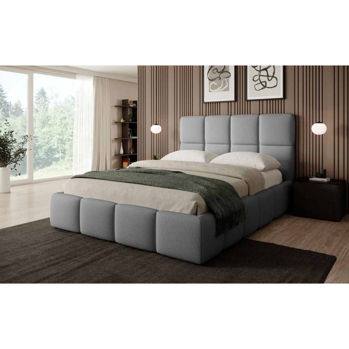 POLSTERBETT Nostro mit Bettkasten 180x200 cm grau - Schwarz/Grau, Textil (180/200cm) - Beautysofa