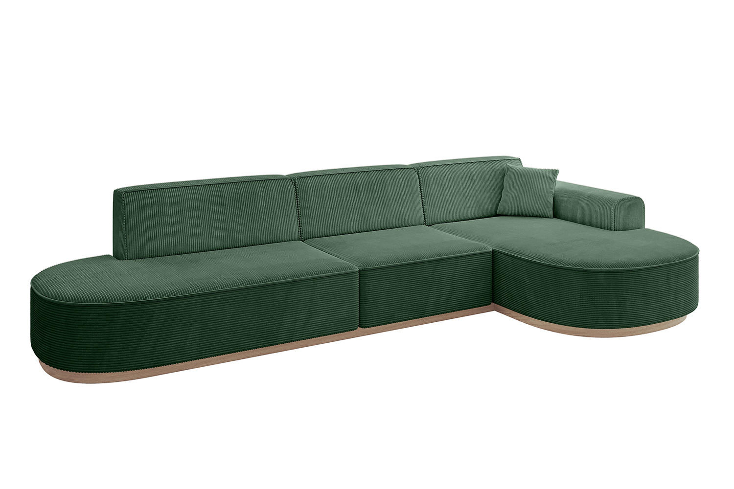 ECKSOFA Ottomane Rechts MARI-L2-v1 - 328x171x83 cm Grün Cord - Grün, Holzwerkstoff/Textil (171/328cm) - ALTDECOR