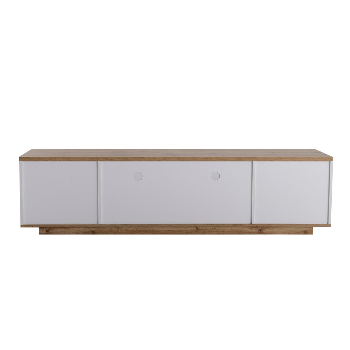 TV Lowboard 180x38x46 cm, Holzmaserung, Weiß - Weiß, Holz (180/46/38cm)
