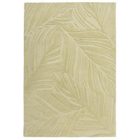 WOLLTEPPICH Blatt-Design, handgetuftet LEVEN LEE, Grün-Beige 200x290 cm - Grün, Textil (200/290cm) - KADIMA DESIGN