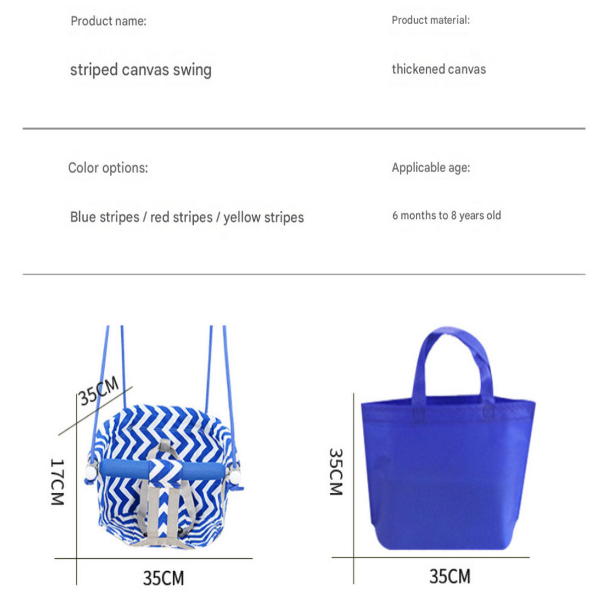 SCHAUKEL, blau, Segeltuch, 35 × 35 × 17 cm - Blau, Textil (35/17/35cm) - Authentics