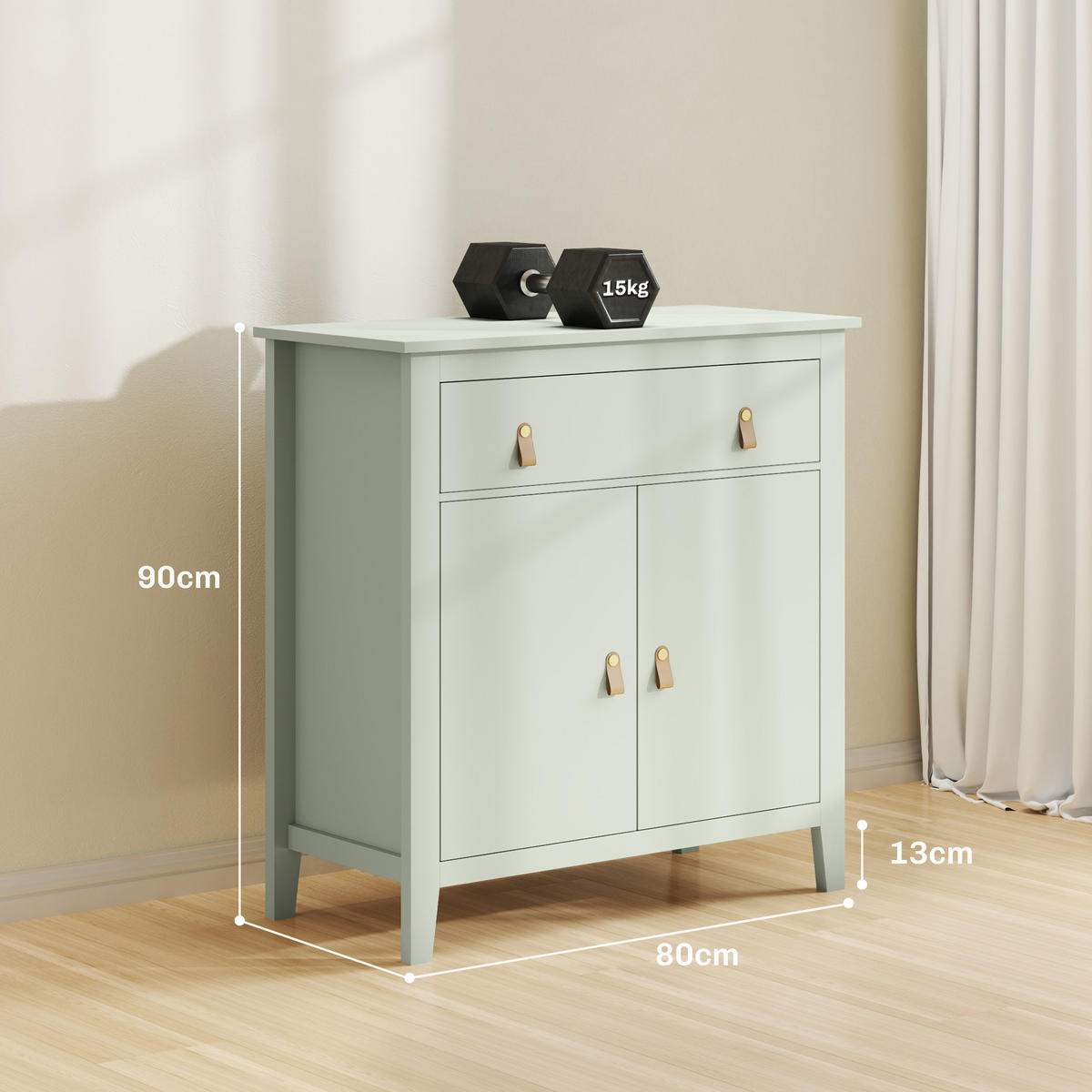 SIDEBOARD Hellgrün, 1 Schublade, 2 Türen, 80/40/90 cm - Grün, Holz (80/90/40cm) - PANGIVO