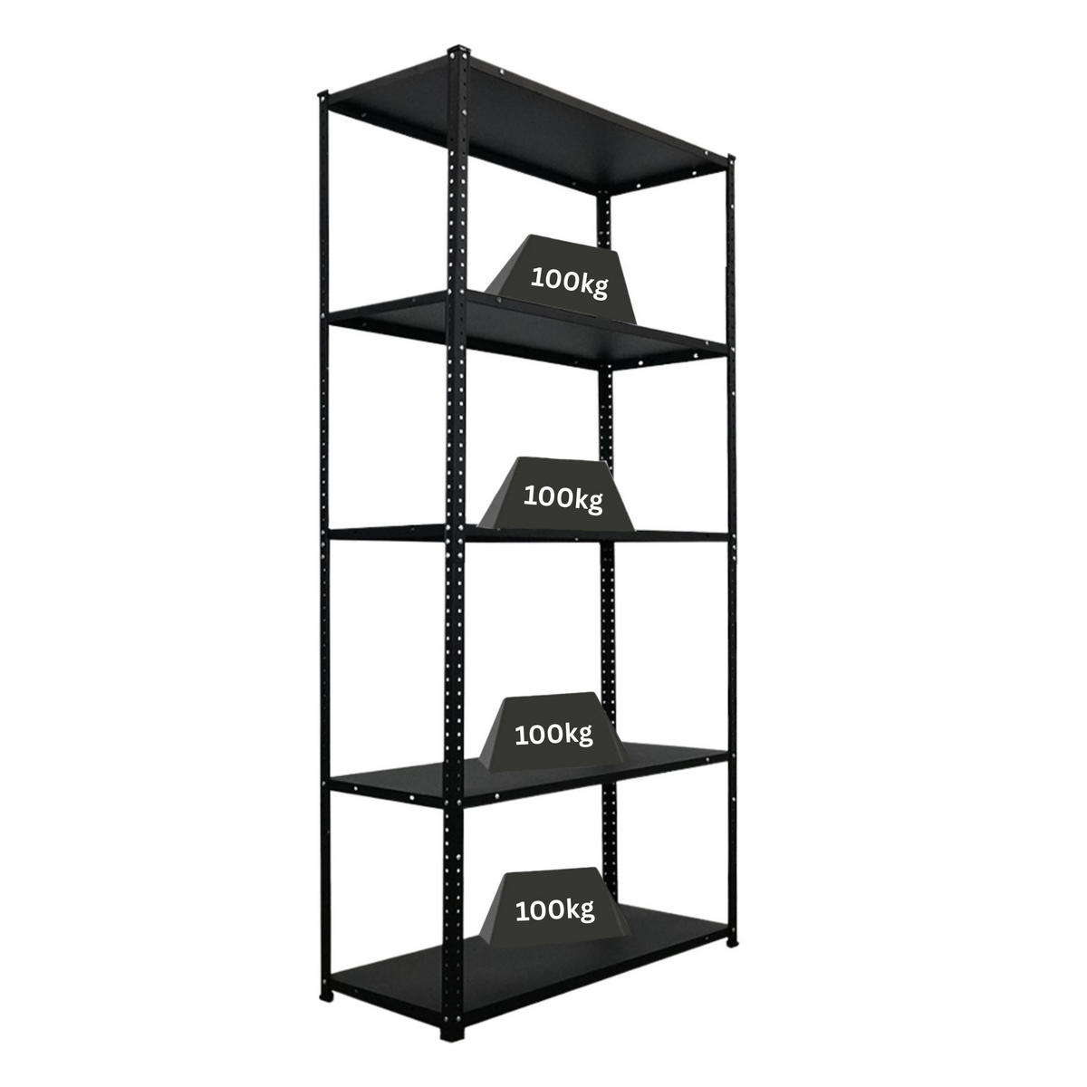 SCHRAUBREGAL Haldor 180x90x40cm 5 Stahlplatten-Ebenen Fachlast 100 kg Schwarz - Schwarz, Metall (90/180/40cm) - PROREGAL