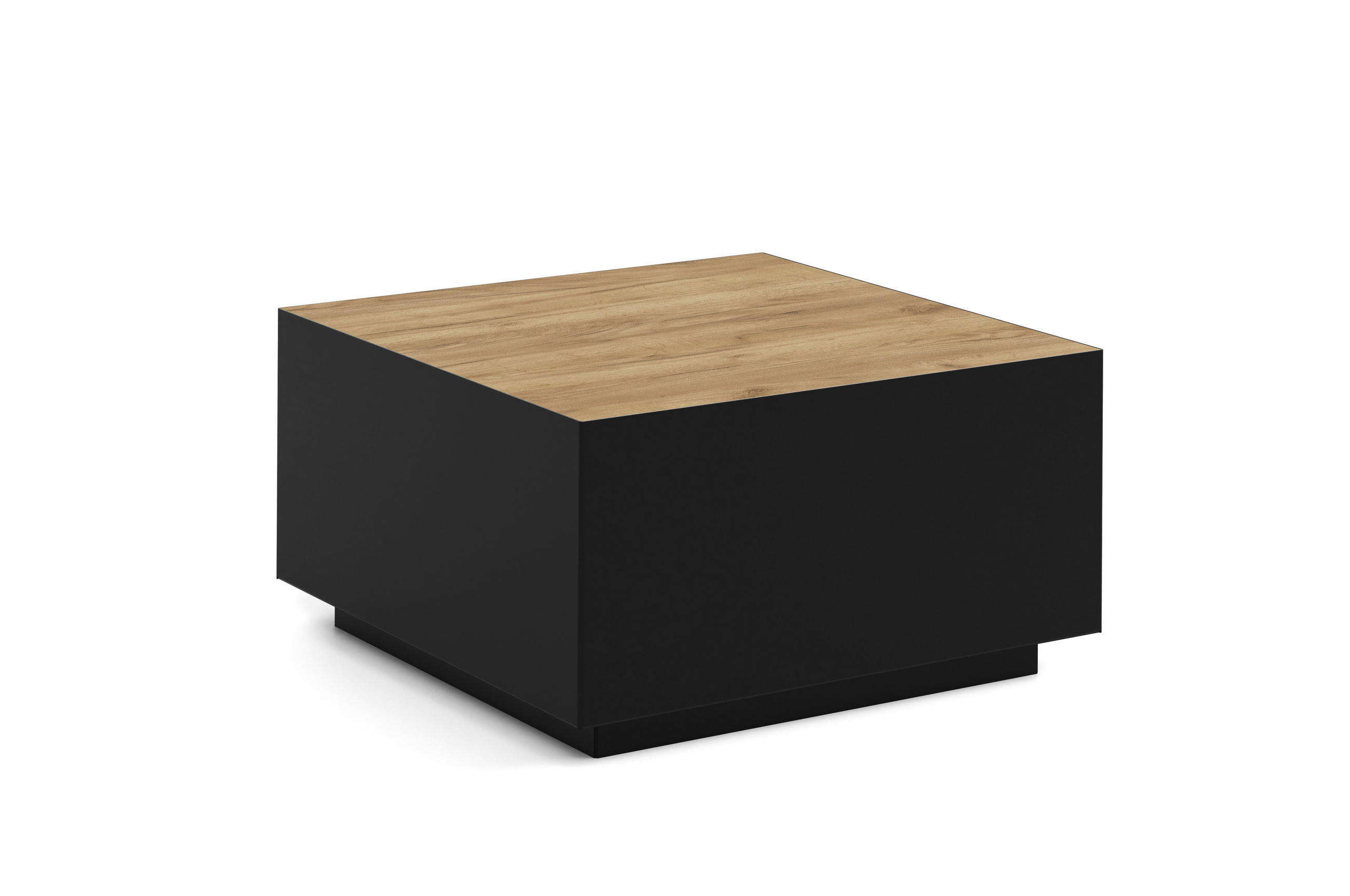 COUCHTISCH QUADRA - Honigeiche/Schwarz, Holzwerkstoff (65/65/35cm) - Meblini