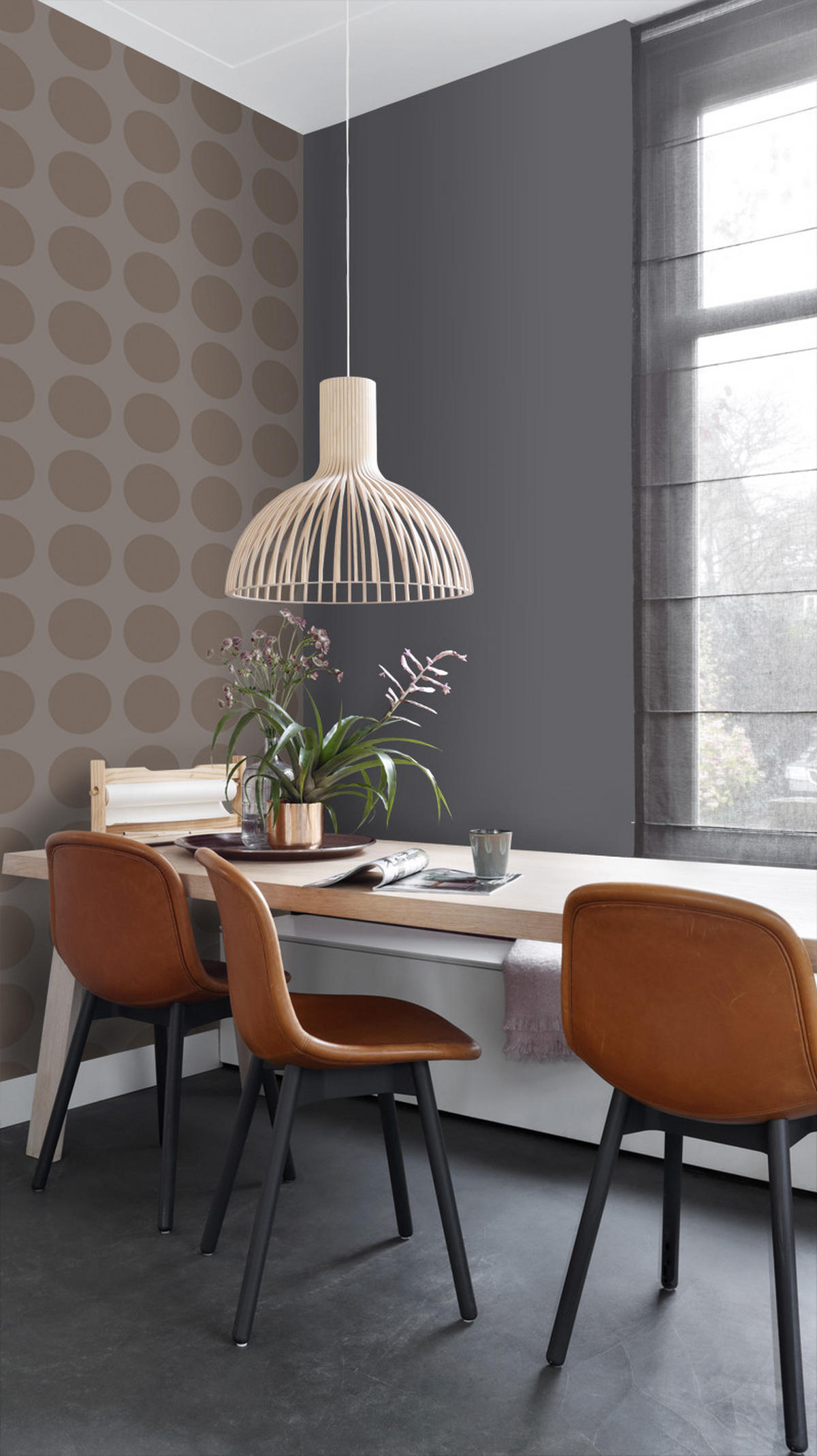 TAPETE Kugeln auf Leinenstruktur 53 cm x 10.05 m - Braun, Papier (53/1000cm) - ESTAhome
