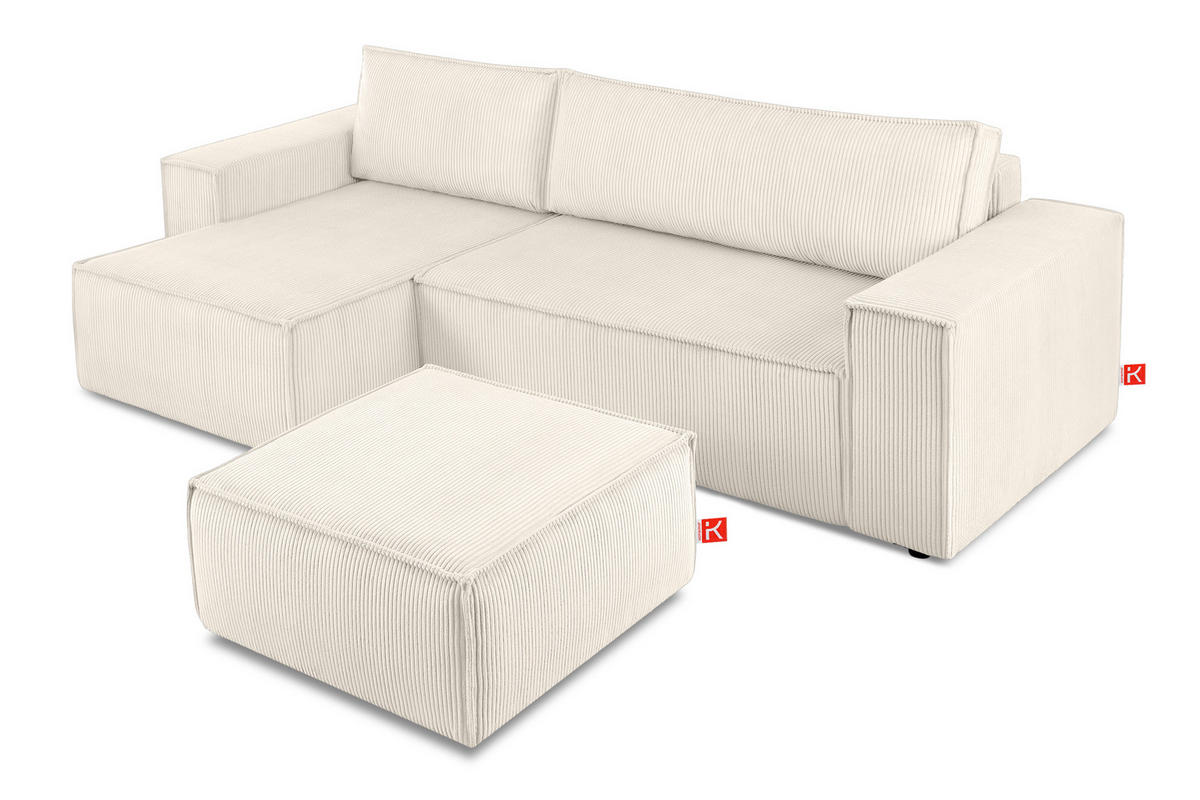 SITZPOUF NAPI gefederte Sitzfläche, creme - Creme/Schwarz, Textil (83/45/83cm) - KONSIMO®
