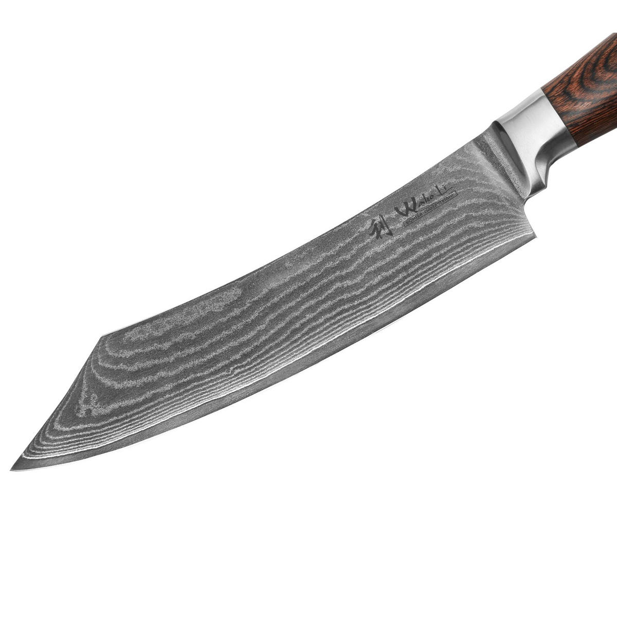 DAMAST BBQ- & Blockmesser I EDIB - Braun, Holz/Metall (30cm) - Wakoli