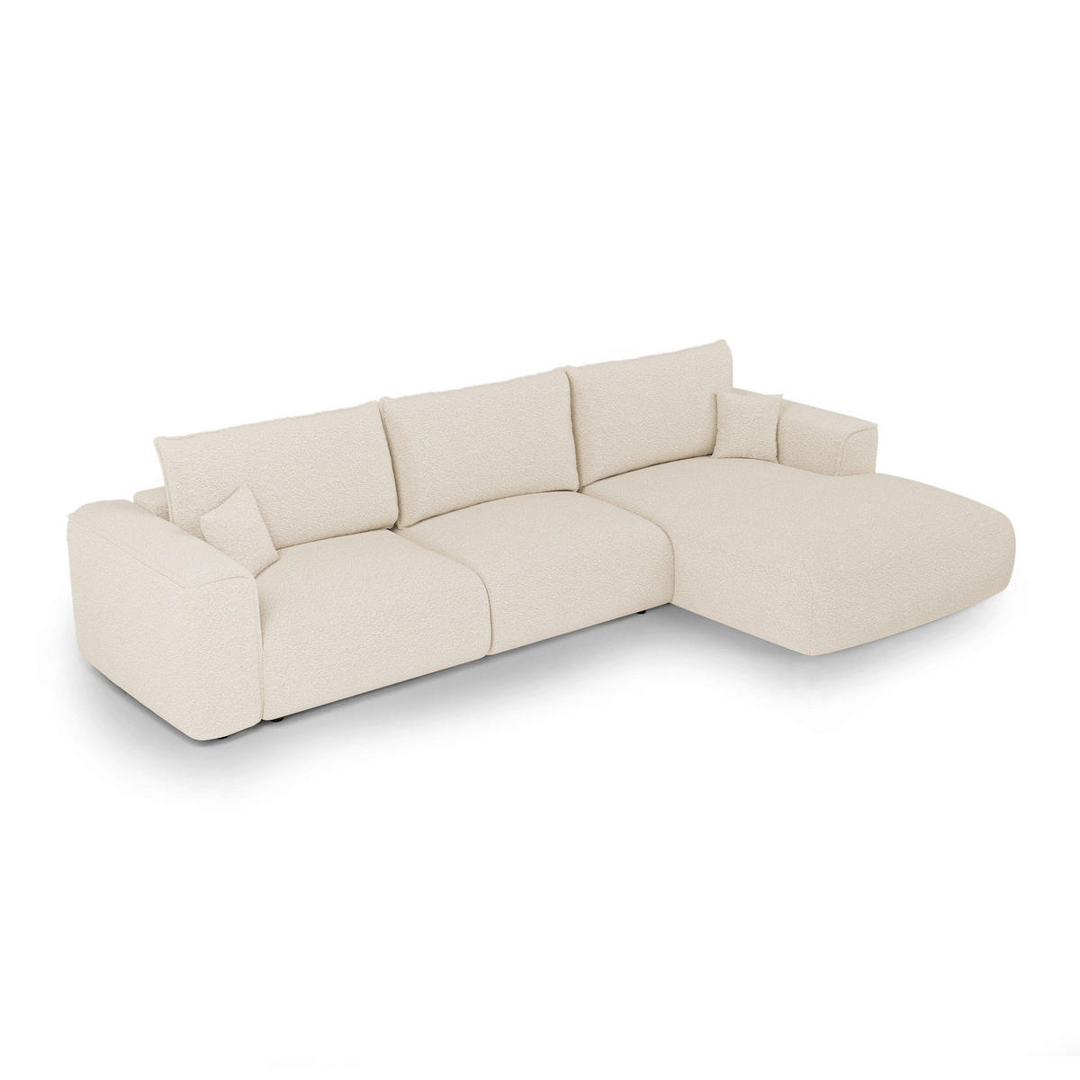 ECKSOFA rechtwinklig COMO Frottee Creme 297cm - Creme, Textil (297/167cm) - Premium Interiors