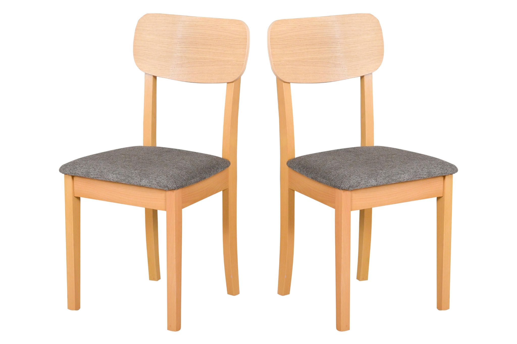STUHL 2er Set Hugo 4, grandson, eiche, aragon 97 - Beige/Nickelfarben, Holz (43/86/40cm) - Leaf Design