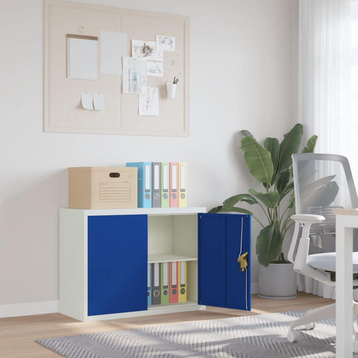 AKTENSCHRANK Hellgrau Und Blau 90/40/70 Cm Stahl - Grau, Metall (40/70/90cm) - vidaXL