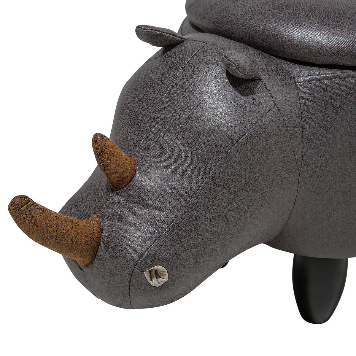 TIERHOCKER Rhino 32/60/35 cm - Grau, Kunststoff/Textil (60/35/32cm) - Beliani
