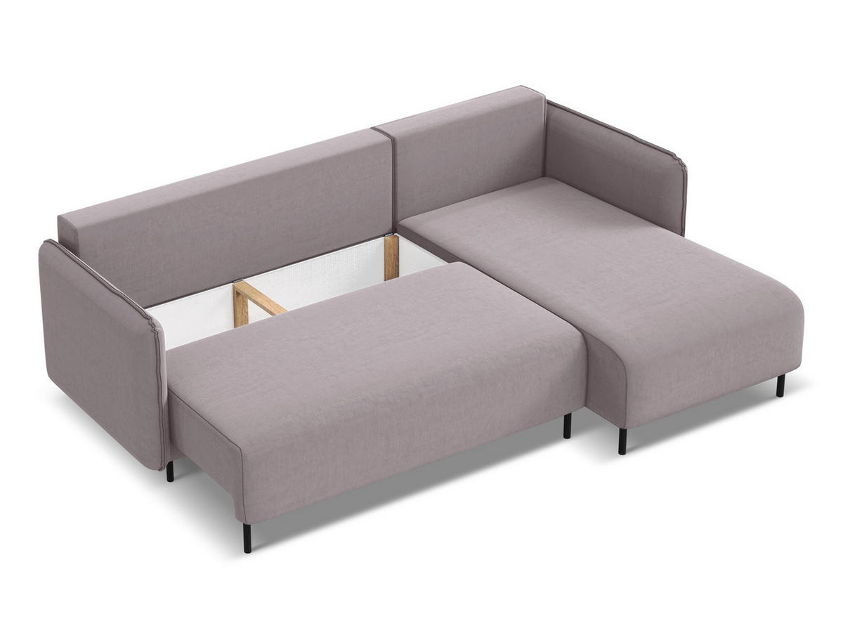 ECKSOFA mit Schlaffunktion Strukturstoff Stoff Grau - Schwarz/Grau, Kunststoff/Textil (148/240cm) - Makamii