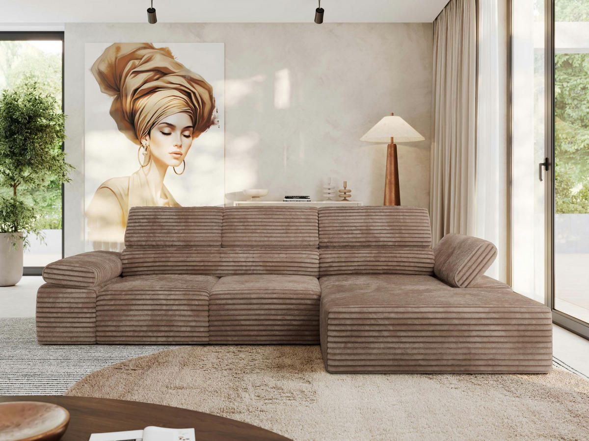 ECKSOFA RILASSO L Braun Cord - rechts - Schwarz/Braun, Kunststoff/Textil (174/296cm) - MKS