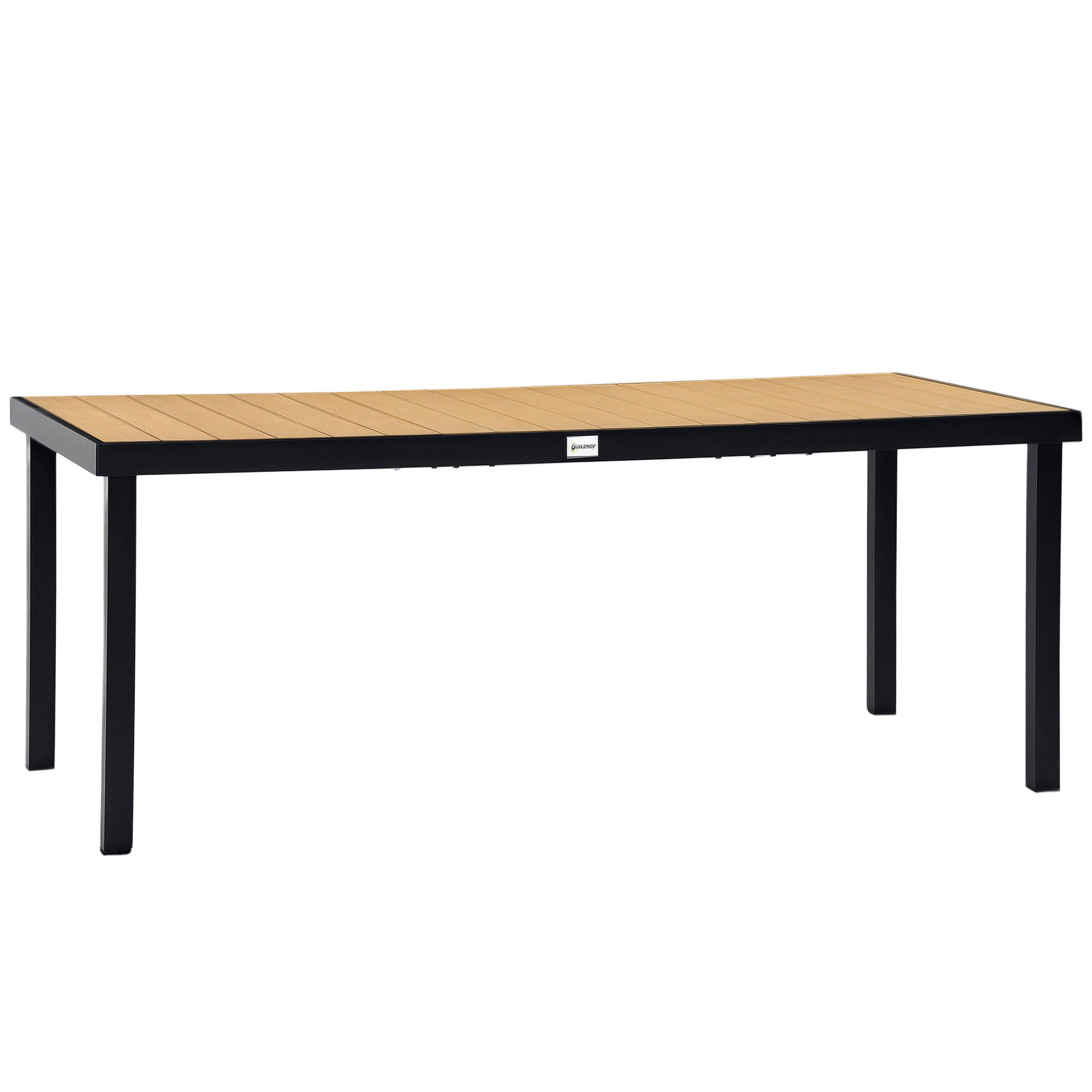 GARTENTISCH DE-07302 für 8 Personen, Holzoptik mit Aluminiumrahmen Natur/Schwarz - Naturfarben, Kunststoff/Metall (190/90/74cm) - ComfortXL