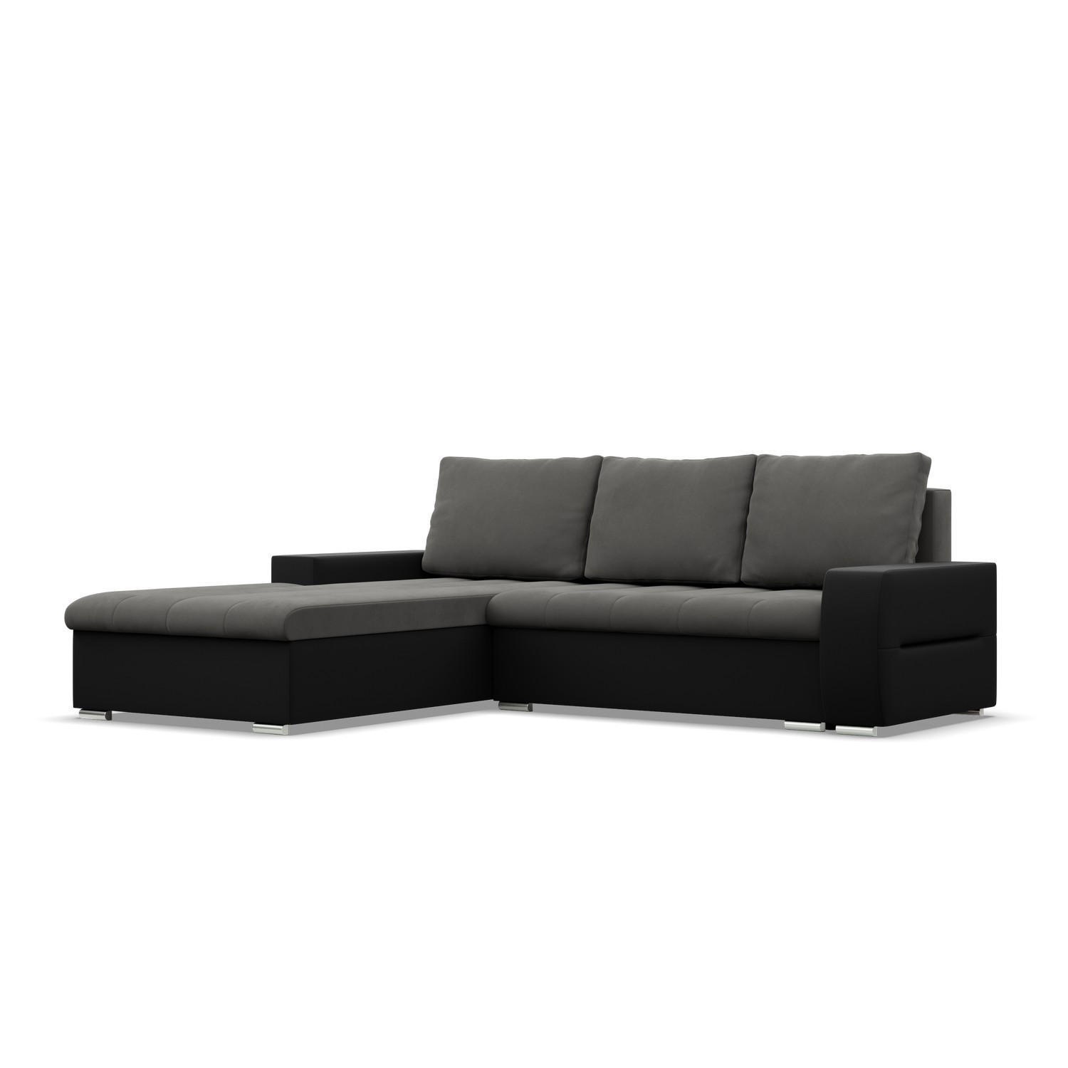 ECKSOFA MIT SCHLAFFUNKTION AURORA LINKS, Dunkelgrau + Schwarz - Dunkelgrau/Schwarz, Textil (243/200cm)