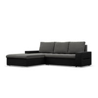 ECKSOFA MIT SCHLAFFUNKTION AURORA LINKS, Dunkelgrau + Schwarz - Dunkelgrau/Schwarz, Textil (243/200cm)