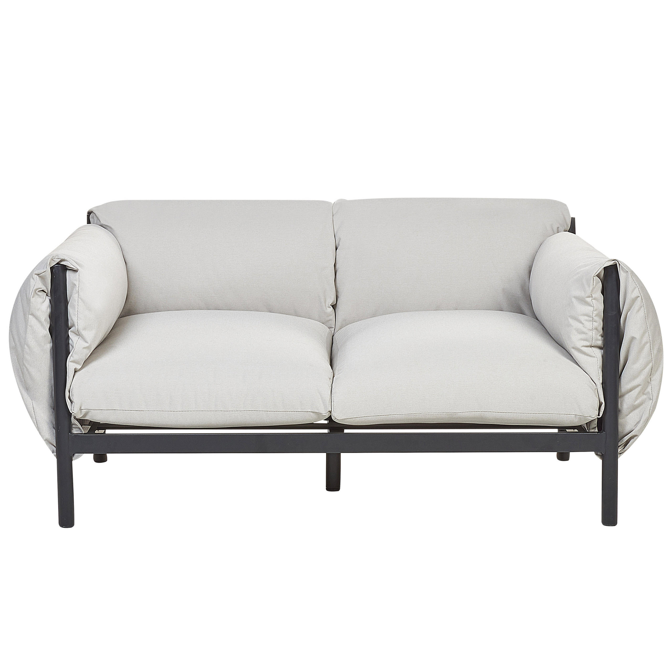 GARTENSOFA 2-Sitzer Aluminium hellgrau/schwarz Esperia - Schwarz/Grau, Metall (144/80/96cm) - Beliani