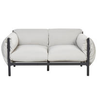 GARTENSOFA 2-Sitzer Aluminium hellgrau/schwarz Esperia - Schwarz/Grau, Metall (144/80/96cm) - Beliani