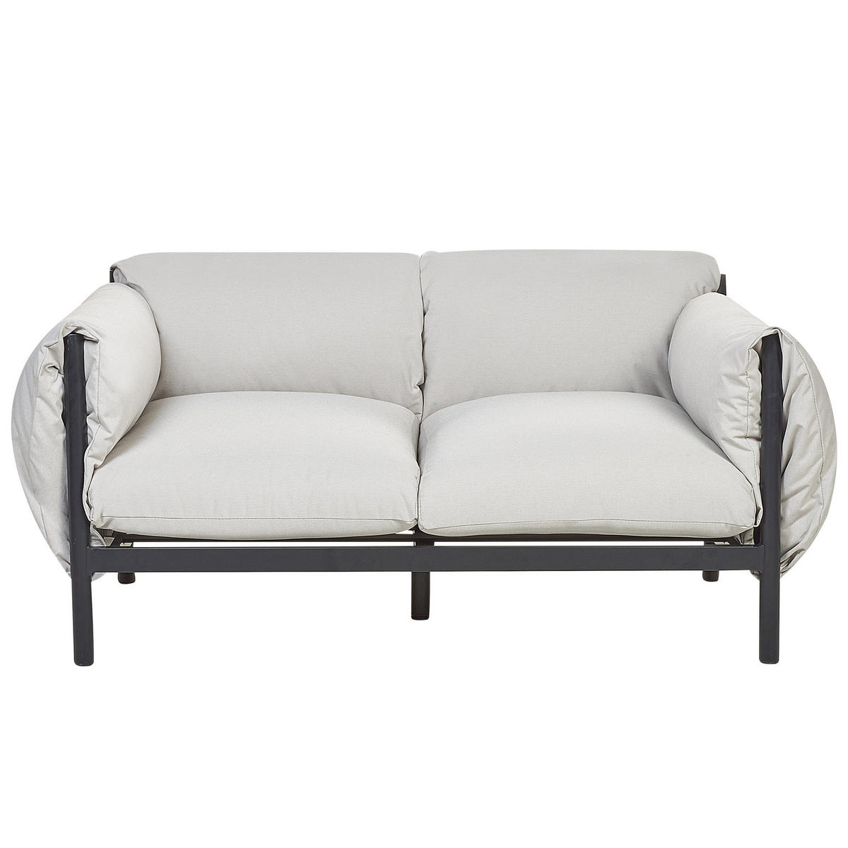 GARTENSOFA 2-Sitzer Aluminium hellgrau/schwarz Esperia - Schwarz/Grau, Metall (144/80/96cm) - Beliani