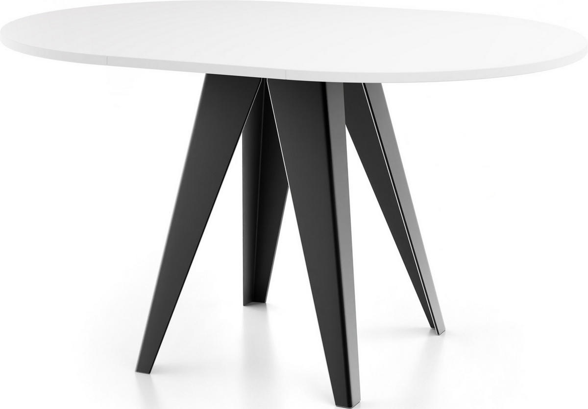 ESSTISCH Glory runder ausziehbarer, Weiß 100-140/100/76 cm - Schwarz/Weiß, Holzwerkstoff/Metall (100/100/76cm) - WFL GROUP
