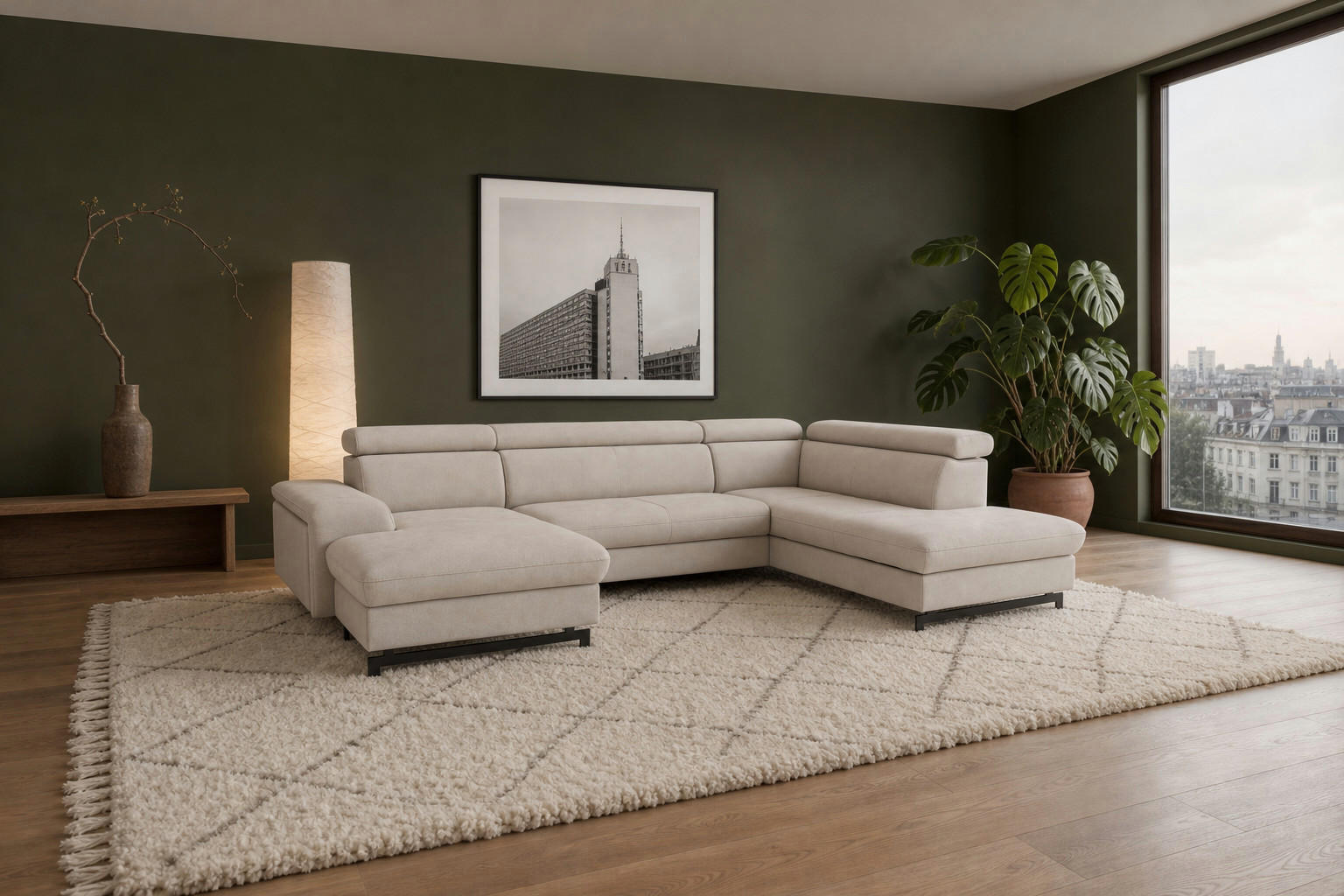 foamnova Wohnlandschaft Natur 328x81x215 cm