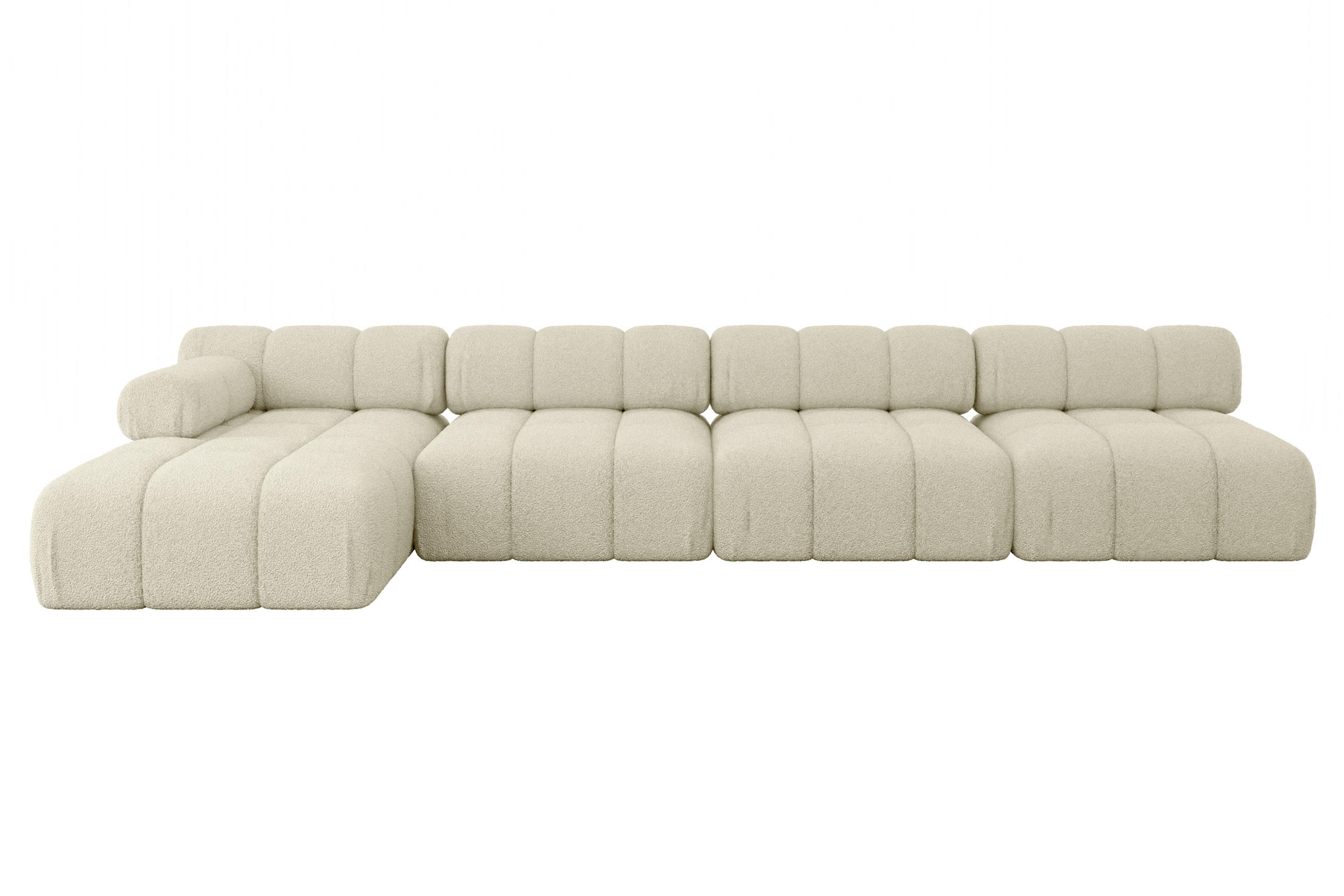 ECKSOFA modulares Sofa Razon-L3 - 380x160x70 cm Beige Bouclé - Beige, Holzwerkstoff/Textil (380/160cm) - ALTDECOR