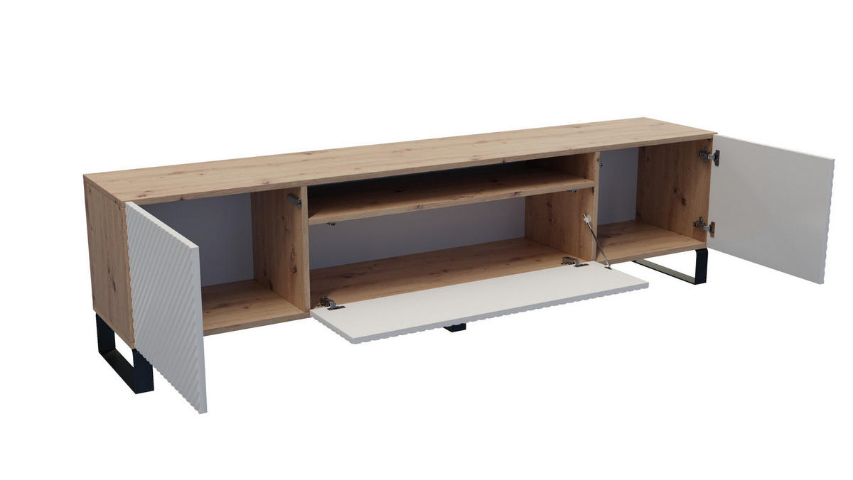 STOJACÍ TV STOLEK VAREN, 200/41/40 cm, dub Artisan - bílá/dub artisan, kompozitní dřevo (200/41/40cm) - MASSENO