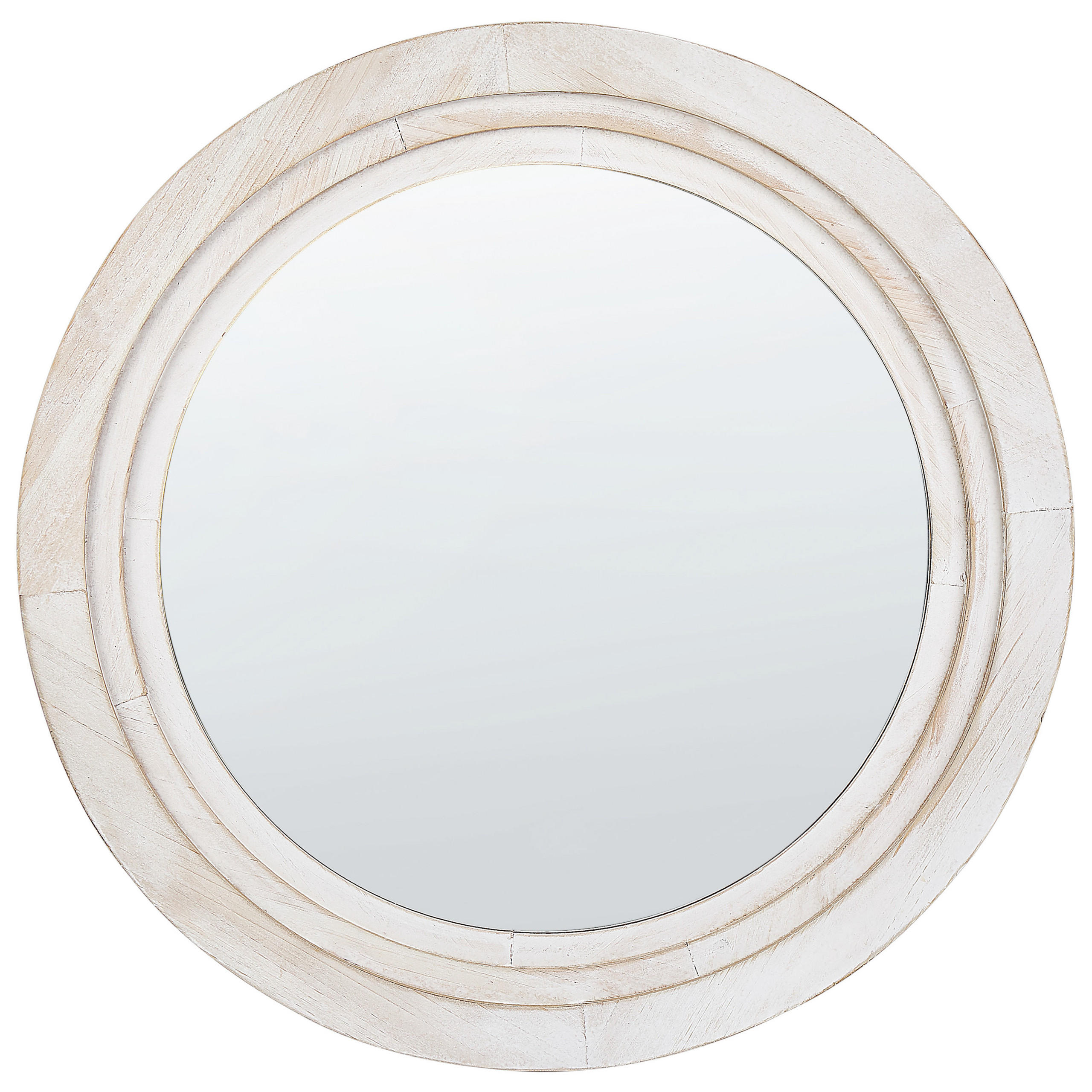 WANDSPIEGEL cremeweiß rund 60 cm Delicias - Weiß, Holzwerkstoff (60/60/3cm) - Beliani