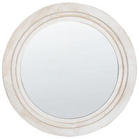 WANDSPIEGEL cremeweiß rund 60 cm Delicias - Weiß, Holzwerkstoff (60/60/3cm) - Beliani