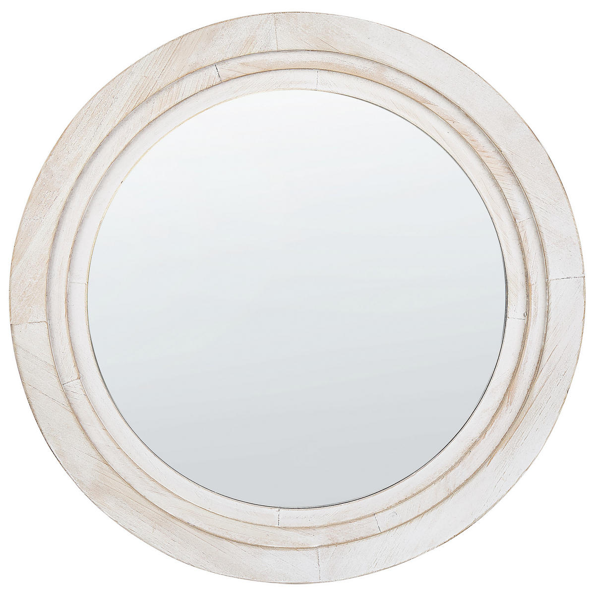 WANDSPIEGEL cremeweiß rund 60 cm Delicias - Weiß, Holzwerkstoff (60/60/3cm) - Beliani