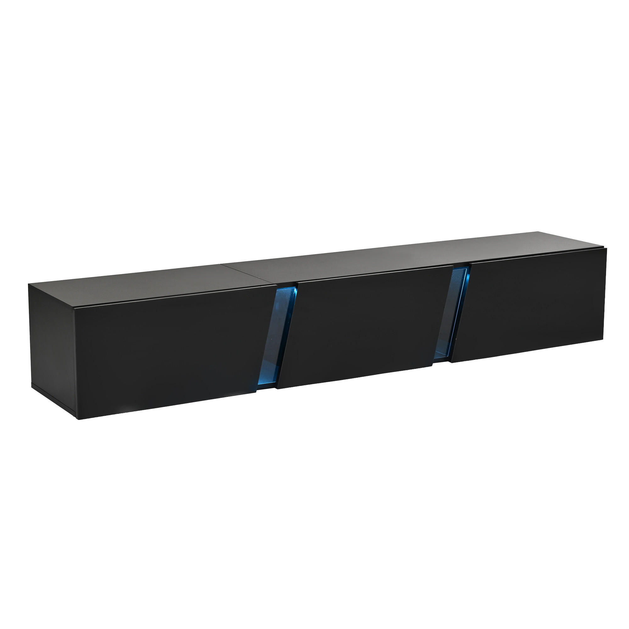 FLIEKS NÁSTĚNNÁ KOMODA LED Lesk Černá 3 Dveře