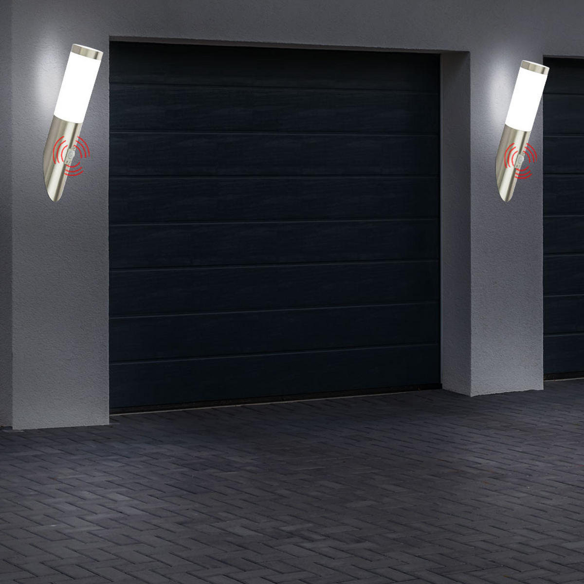 LED AUSSEN-WANDLEUCHTE Silber mit Bewegungsmelder - Silberfarben, Metall (16.6/41/20cm)